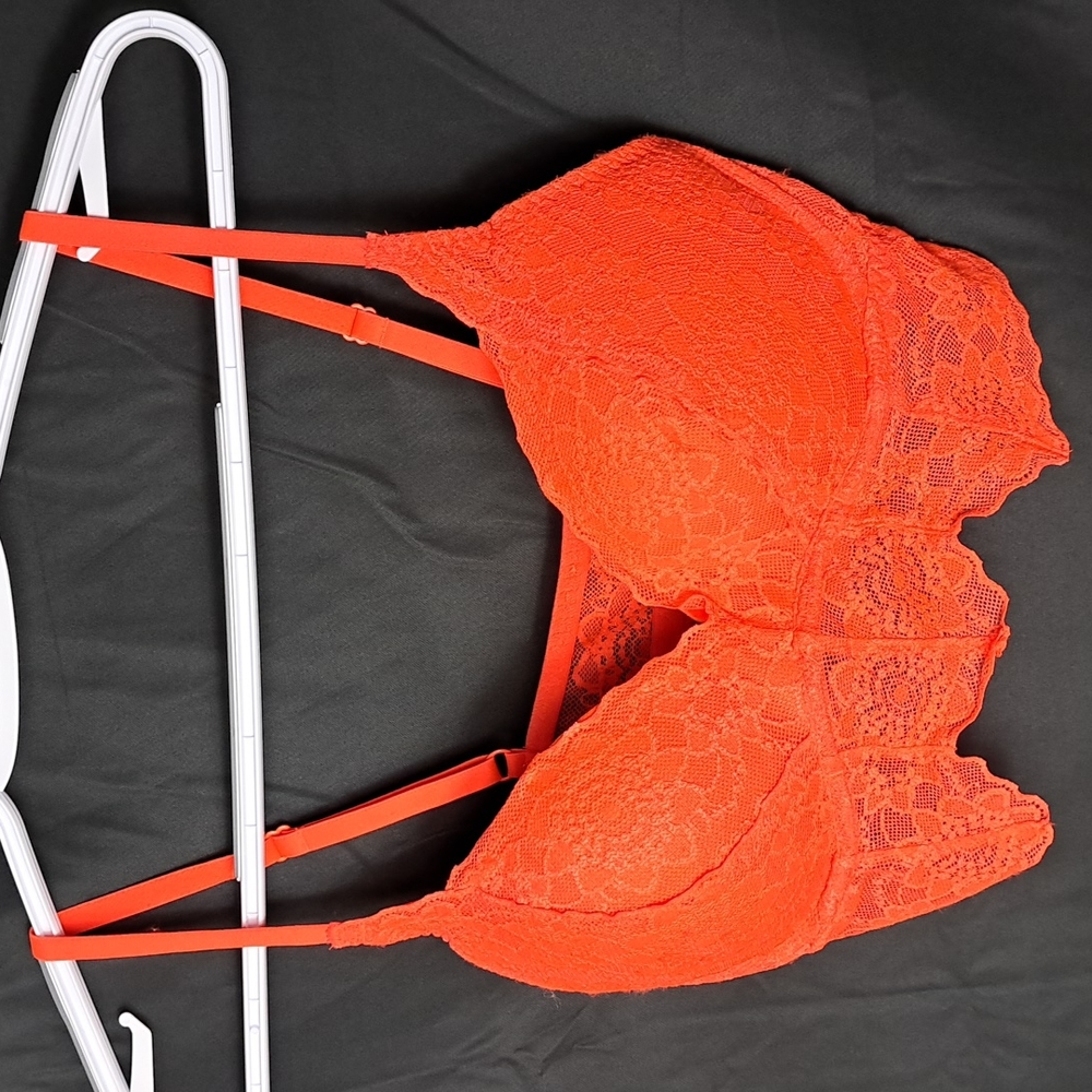 Victoria's Secret Pink Neon Lace Bralette, PINK Lace Bralette, Orange Bralette